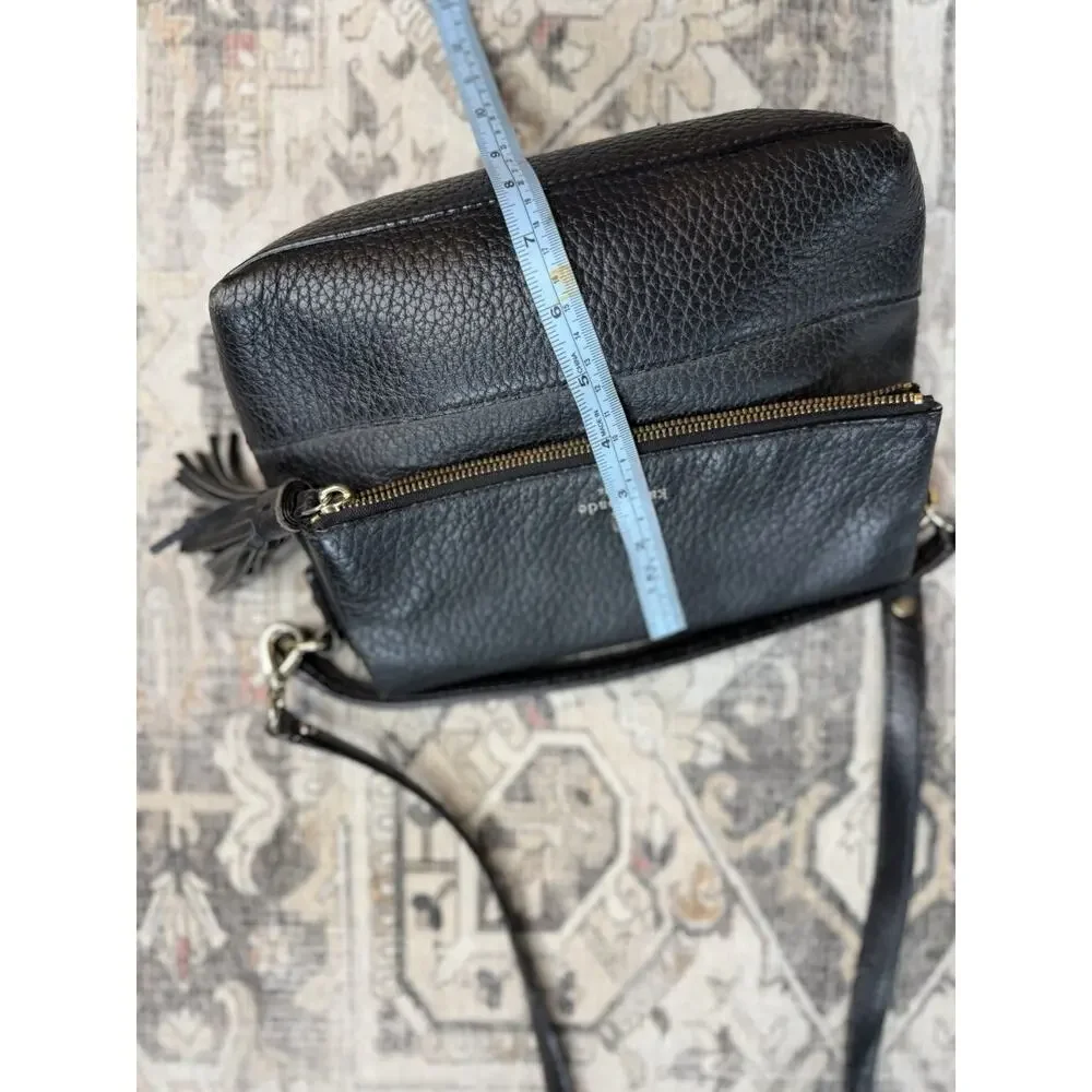 Kate Spade Black Carmen Southport Ave Pebbled Leather Crossbody Shoulder Bag